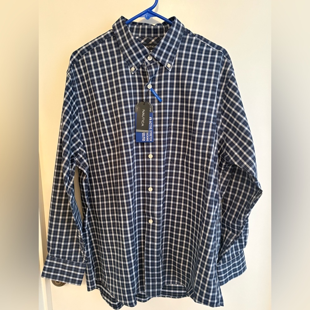 Nautica Men's Navy Checkered Shirt